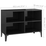 TV Cabinet with Metal Legs High Gloss Black 69.5x30x50 cm - Rear View