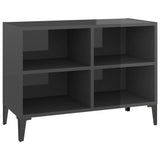 TV Cabinet with Metal Legs High Gloss Grey 69.5x30x50 cm - Front View