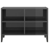 TV Cabinet with Metal Legs High Gloss Grey 69.5x30x50 cm - Top-Down View