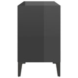 TV Cabinet with Metal Legs High Gloss Grey 69.5x30x50 cm - 45-Degree Angle