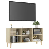 TV Cabinet with Solid Wood Legs Sonoma Oak 103.5x30x50 cm - 45-Degree Angle