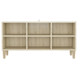TV Cabinet with Solid Wood Legs Sonoma Oak 103.5x30x50 cm - Side View