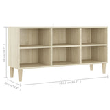 TV Cabinet with Solid Wood Legs Sonoma Oak 103.5x30x50 cm - Rear View
