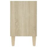 TV Cabinet with Solid Wood Legs White and Sonoma Oak 103.5x30x50 cm - Top-Down View