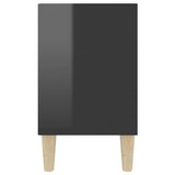 TV Cabinet with Solid Wood Legs High Gloss Black 103.5x30x50 cm