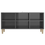 TV Cabinet with Solid Wood Legs High Gloss Grey 103.5x30x50 cm - Top-Down View