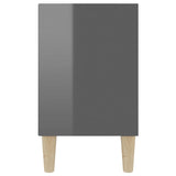 TV Cabinet with Solid Wood Legs High Gloss Grey 103.5x30x50 cm - 45-Degree Angle