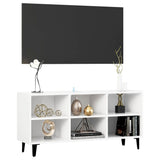 TV Cabinet with Metal Legs White 103.5x30x50 cm - Side View