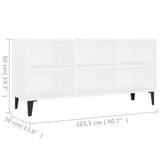 TV Cabinet with Metal Legs White 103.5x30x50 cm - Rear View