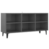 TV Cabinet with Metal Legs High Gloss Grey 103.5x30x50 cm - Front View
