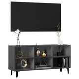TV Cabinet with Metal Legs High Gloss Grey 103.5x30x50 cm - Side View