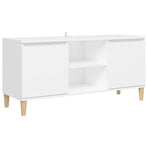 TV Cabinet with Solid Wood Legs White 103.5x35x50 cm