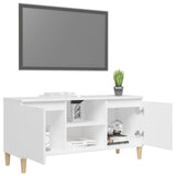 TV Cabinet with Solid Wood Legs White 103.5x35x50 cm - Top-Down View