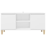 TV Cabinet with Solid Wood Legs White 103.5x35x50 cm