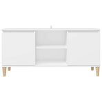 TV Cabinet with Solid Wood Legs White 103.5x35x50 cm