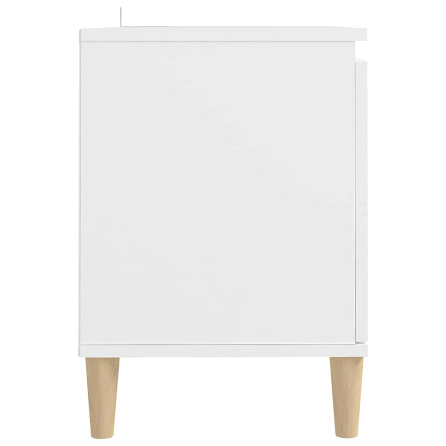 TV Cabinet with Solid Wood Legs White 103.5x35x50 cm