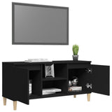 TV Cabinet with Solid Wood Legs Black 103.5x35x50 cm - Top-Down View