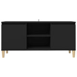 TV Cabinet with Solid Wood Legs Black 103.5x35x50 cm - 45-Degree Angle
