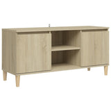 TV Cabinet with Solid Wood Legs Sonoma Oak 103.5x35x50 cm - Front View