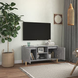 TV Cabinet with Solid Wood Legs Concrete Grey 103.5x35x50 cm - Side View