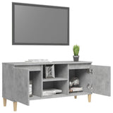TV Cabinet with Solid Wood Legs Concrete Grey 103.5x35x50 cm - Top-Down View