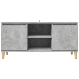 TV Cabinet with Solid Wood Legs Concrete Grey 103.5x35x50 cm - 45-Degree Angle