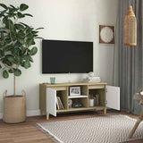 TV Cabinet & Solid Wood Legs White & Sonoma Oak 103.5x35x50 cm