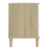 TV Cabinet & Solid Wood Legs White & Sonoma Oak 103.5x35x50 cm