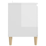 TV Cabinet & Solid Wood Legs High Gloss White 103.5x35x50 cm - Rear View