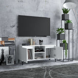 TV Cabinet with Metal Legs White 103.5x35x50 cm - Side View