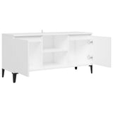 TV Cabinet with Metal Legs White 103.5x35x50 cm - Close-Up Angle