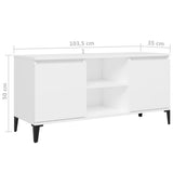 TV Cabinet with Metal Legs White 103.5x35x50 cm - Low Angle
