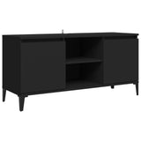 TV Cabinet with Metal Legs Black 103.5x35x50 cm - Front View