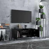 TV Cabinet with Metal Legs Black 103.5x35x50 cm - Side View