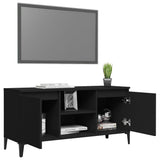 TV Cabinet with Metal Legs Black 103.5x35x50 cm - Top-Down View