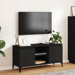 TV Cabinet with Metal Legs Black 103.5x35x50 cm