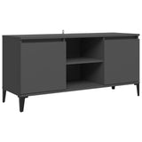 TV Cabinet with Metal Legs Grey 103.5x35x50 cm - Front View