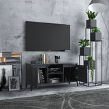 TV Cabinet with Metal Legs Grey 103.5x35x50 cm - Side View