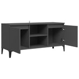 TV Cabinet with Metal Legs Grey 103.5x35x50 cm - Close-Up Angle