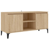 TV Cabinet with Metal Legs Sonoma Oak 103.5x35x50 cm - Front View