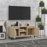 TV Cabinet with Metal Legs Sonoma Oak 103.5x35x50 cm - Side View