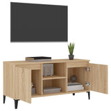 TV Cabinet with Metal Legs Sonoma Oak 103.5x35x50 cm - Top-Down View