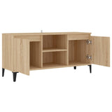 TV Cabinet with Metal Legs Sonoma Oak 103.5x35x50 cm - Close-Up Angle