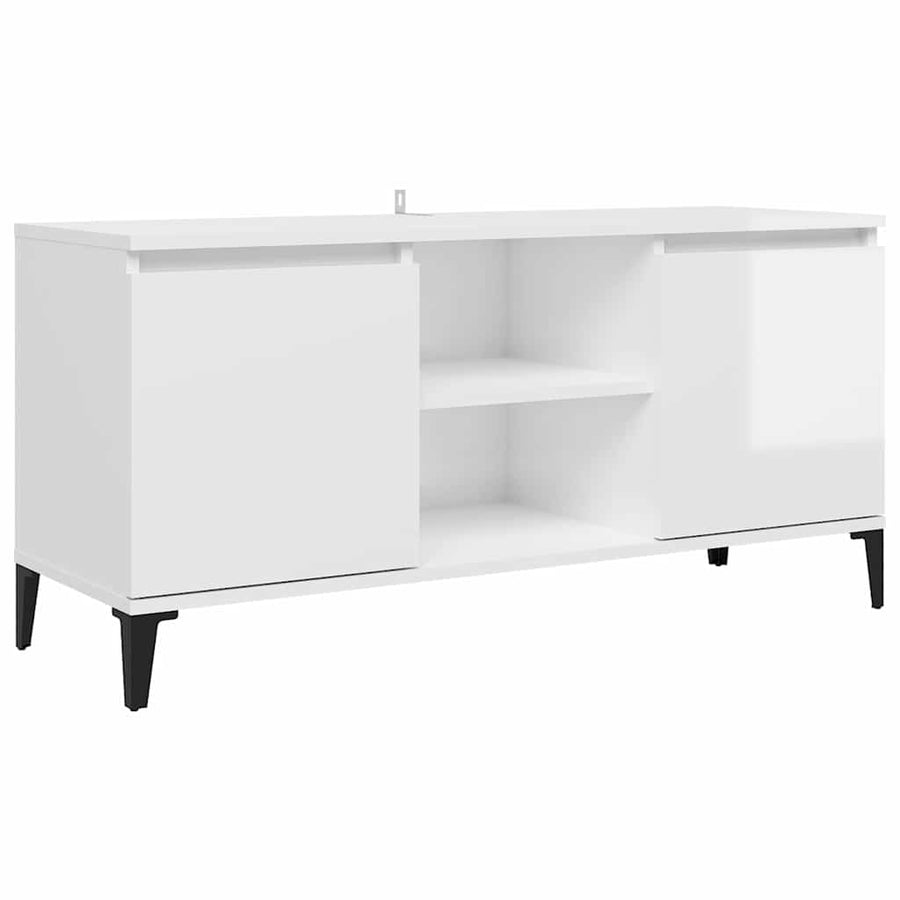 TV Cabinet with Metal Legs High Gloss White 103.5x35x50 cm