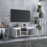 TV Cabinet with Metal Legs High Gloss White 103.5x35x50 cm - Side View