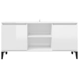 TV Cabinet with Metal Legs High Gloss White 103.5x35x50 cm - 45-Degree Angle