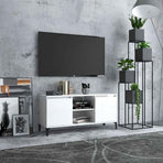 TV Cabinet with Metal Legs High Gloss White 103.5x35x50 cm