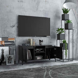 TV Cabinet with Metal Legs High Gloss Black 103.5x35x50 cm