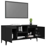 TV Cabinet with Metal Legs High Gloss Black 103.5x35x50 cm