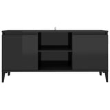TV Cabinet with Metal Legs High Gloss Black 103.5x35x50 cm